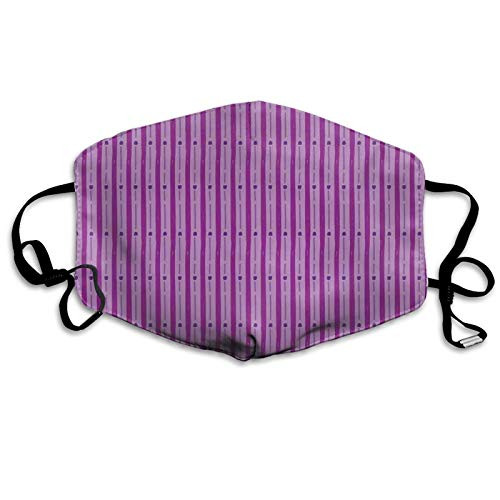 niBBuns Fashion Purple Shades Doodle Pattern with Vertical Dashed Lines Stripes and DotsMouth Cover for WomenFace Mask Reusable Washable Cloth for Men