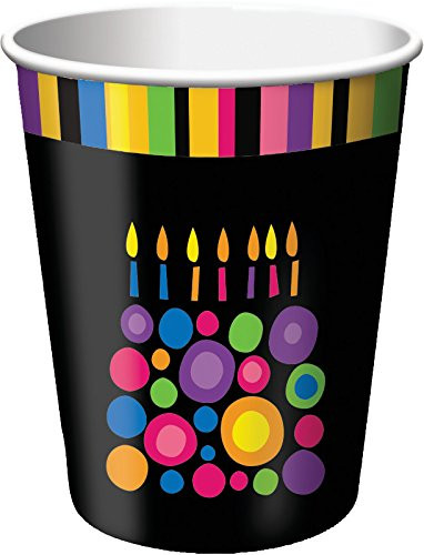 Creative Converting 8 Count Birthday Cake Dots Hot/Cold Cups, 9 oz, Multicolor