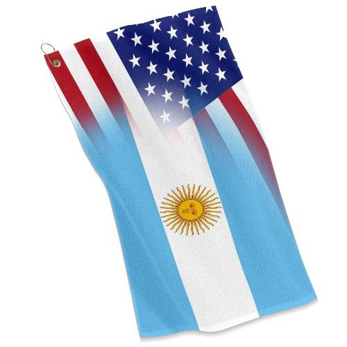 ExpressItBest Golf/Sports Towel - Flag of Argentina  and  USA Argentinian