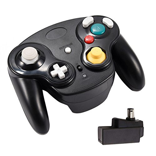 Veanic 2.4G Wireless Gamecube Controller Gamepad Gaming Joystick with Receiver for Nintendo Gamecube,Compatible with Wii (Black)