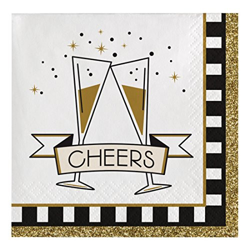 Creative Converting 16 Count Paper Beverage Napkins, Midnight Celebration