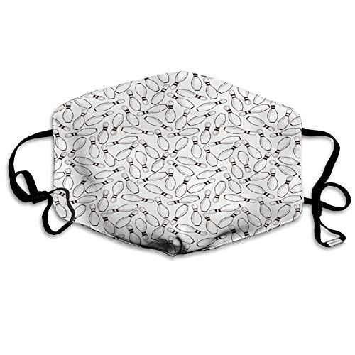 Face Mask Reusable Washable Masks Cloth for Men and Women Sketchy Bowling Pins Pattern Hand Drawn Style Monochrome Hob