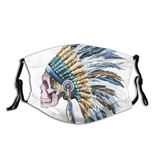 Comfortable Printed maskSkull With Native American Native Hat Indigenous Cultures Circle Of Life DeathWindproof Facial decorations for men and women