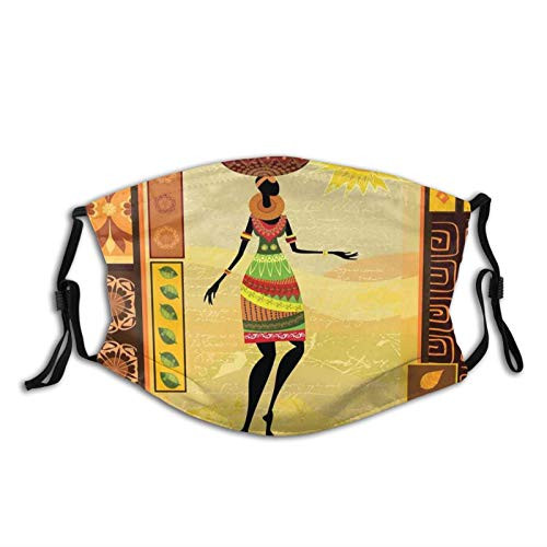 Comfortable Windproof maskAfrican Girl Dressed Ethnic Under Sun Figure Folk Culture Tribal Elegance DisplayPrinted Facial decorations for adult Comfortable Windproof maskAfrican Girl Dressed Ethnic Under Sun Figure Folk Culture Tribal Elegance DisplayPrinted Facial decorations for adult