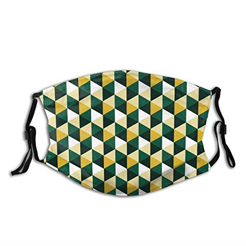 Comfortable Windproof maskAbstract Triangle Pattern In Green And Yellow Shades With Retro Modern DesignPrinted Facial decorations for adult