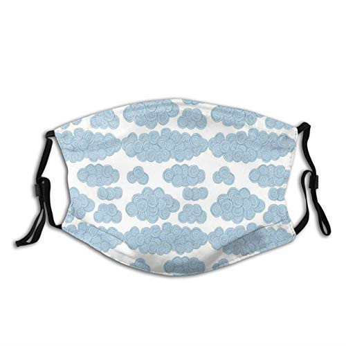 Comfortable Windproof maskOverlapping Crooked Spiral Lines And Blue Circles Forming Cloud FiguresPrinted Facial decorations for adult