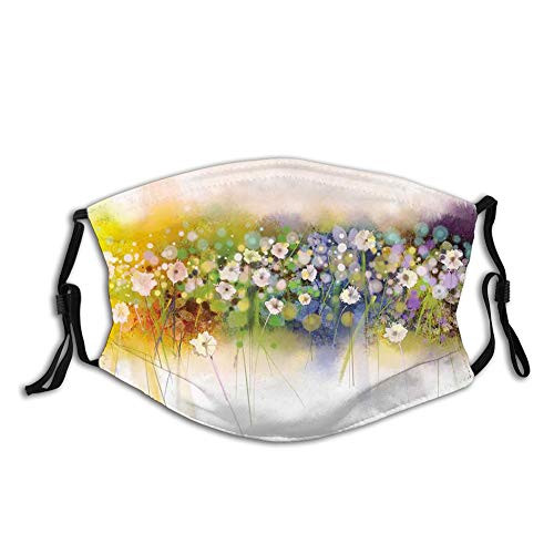 Comfortable Windproof Activated carbon maskVogue Display Wisteria Violets Wreath Fragrant Plants HerbsPrinted Facial decorations for Unisex Adult