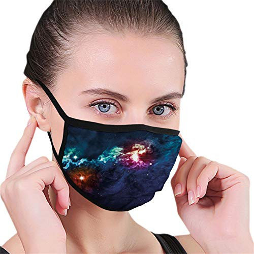 Comfortable Printed Windproof mask Space Galactic Image on Milky Way with Colorful Alluring Cosmos Display Artwork PrintMagenta Blue Facial decorations for adult