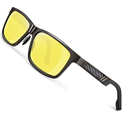 ROCKNIGHT Polarized Driving Night Sunglasses for Men Metal Frame Sunglasses Yellow Lens Night Vision Sunglasses UV 400