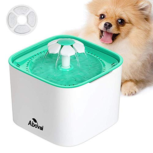 Aboval Cat Water Fountain 68oz/2L Automatic Dog Water Dispenser with 4 Flow Setting Modes Ultra-Quiet Pet Water Fountain Cat Flower Fountain with Tripe-Action Filter Filtration for Cats Small Dogs