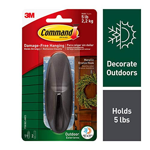 Command Outdoor Designer Hook, Large, Metallic Bronze, 1-Hook (17083BZ-AWES)