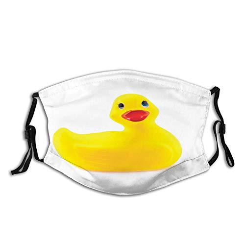 Comfortable Activated Carbon maskRubber Duck Yellow Squeak Ducky Toy Fun Bubble Bath Animal Kids Room Duckling PrintWhite and YellowPrinted Facial decorations for adult Unisex Senior