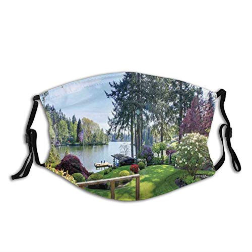 Fashion Filter Sponge Windproof MaskSunny Spring Season Day Pier View in Countryside Rural Cottage Nature Image