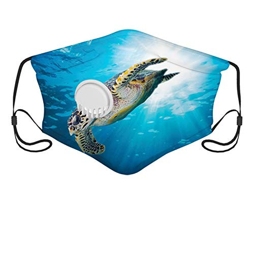 Activated carbon filter mask?Turtle Hawksbill Sea Turtle Dive Deep into the Blue Ocean Against Sun RaysYellow Brown Aqua Blue ?Printed Facial decorations for adult