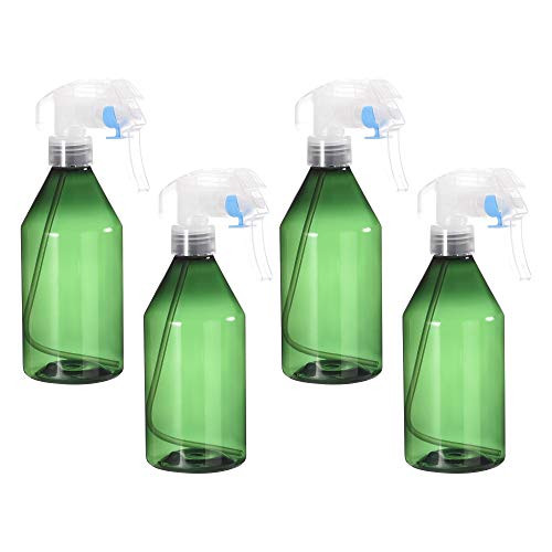 uxcell Plastic Spray Bottle 10oz/300ml Empty Refillable Bottle Green with Clear Fine Mist Sprayer for Cleaning Solution and Plant Watering 4pcs