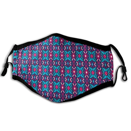 TENJONE Comfortable Windproof maskAbstract Colorful Compositon of Shapes Rhombuses Stripes and Triangles PatternPrinted Facial Decorations for Unisex
