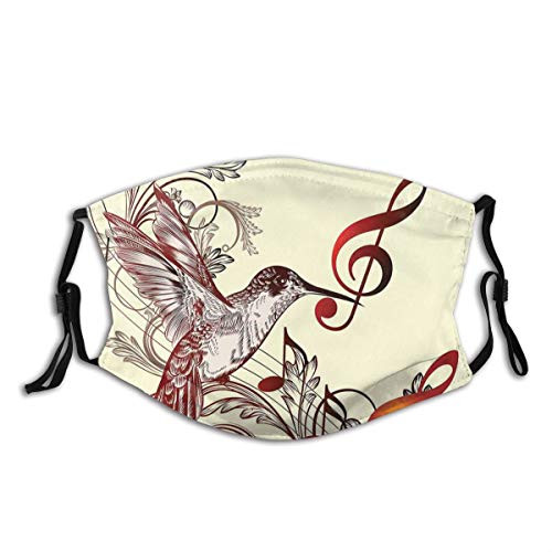 YOLIKA Anti-Dust Washable Reusable Mouth Face Cover Flying Bird and Music Notes Clef Five Line Staff Musical Creative Artistic Ornate Fashion Design for Unisex Outdoor Scarf with Replaceable Filter YOLIKA Anti-Dust Washable Reusable Mouth Face Cover Flying Bird and Music Notes Clef Five Line Staff Musical Creative Artistic Ornate Fashion Design for Unisex Outdoor Scarf with Replaceable Filter