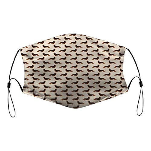 HUDOC Dachshund Cream Pattern Face Washable Mask Cotton Reusable Adjustable Cloth Breathable Masks with Nose Wire Dust Cool