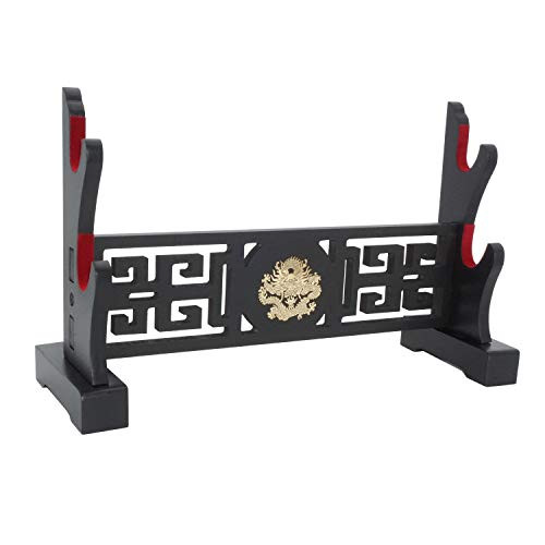 Eforlife Padded Sword Stand Display Velvet Protect Sword Rack Katana Genji Japanese Samurai Blade Gladius Templar Medieval Sword Stand Holder - Dragon -2-Tier-