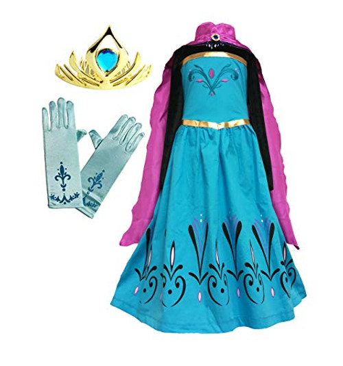 Cokos Box Girls Coronation Dress Costume Cape Gloves Tiara Crown 7 Years to 8 Years Blue Cokos Box Girls Coronation Dress Costume Cape Gloves Tiara Crown 7 Years to 8 Years Blue