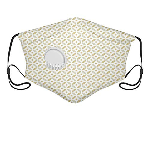 Geometric Circle Disc Shaped Overlaps Dots and Turning Lines with The Inner Circles Image PrintedCream Beige Face Mask Reusable Washable Masks Cloth for Men and Women