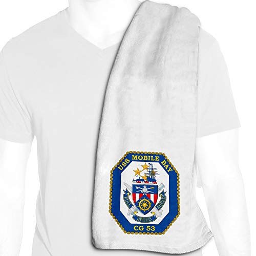 ExpressItBest Microfiber Cooling Towel - 12in x 36in - US Navy USS Mobile Bay -CG 53- Cruiser Emblem -Crest-