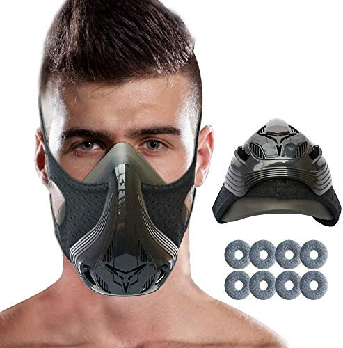 HANDSONIC Workout Mask 4.0 with Adjustable Resistance 48 Level Fitness Mask for High Altitude Elevation Training Running Biking MMA Cardio HIIT Training and Building Endurance