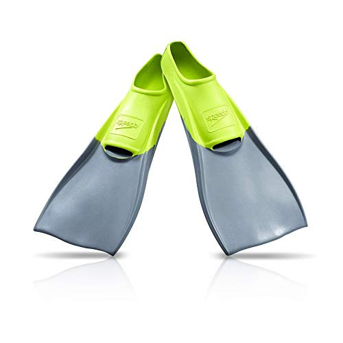 Speedo Unisex Swim Training Fins Rubber Long Blade Yellow/Grey XS - Youth Shoe Size 3-4