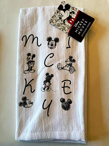 Disney Mickey Mouse Letters 100 percent Cotton Kitchen or Bath Hand Towels - 2 pack