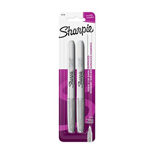 Sharpie 39108PP Fine Point Metallic Silver Permanent Marker, 1 Blister Pack with 2 Markers each for A Total of 2 Markers