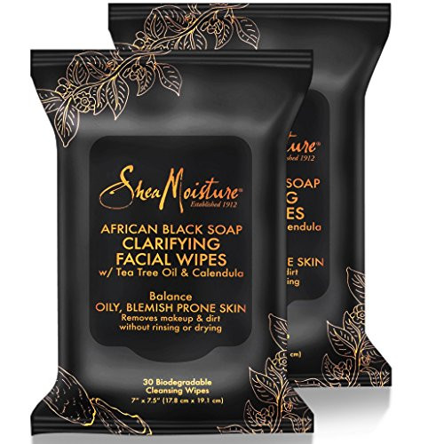 Shea Moisture Makeup Remover Face Wipes African Black Soap With Tea Tree Oil and Calendula Removes Makeup and Dirt to Clarify Oily Blemish Prone Skin Pack of 2 30 Wipes Per Pack Shea Moisture Makeup Remover Face Wipes African Black Soap With Tea Tree Oil and Calendula Removes Makeup and Dirt to Clarify Oily Blemish Prone Skin Pack of 2 30 Wipes Per Pack