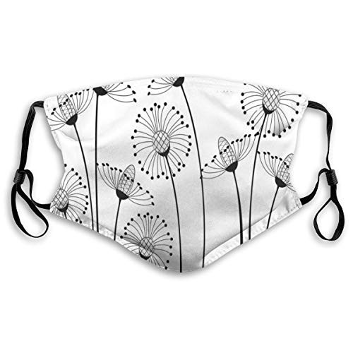 Comfortable Windproof Activated Carbon mask Facial for Unisex-MMeadow Flowers Stylized Abstract Dandelions Countryside Art