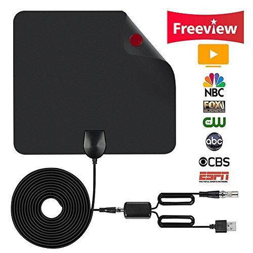 80 Miles Long Range TV Antenna - 2018 NEWEST VERSION Indoor Digital HDTV Antenna with Detachable Amplifier Signal Booster - 13.2FT High Performance Coaxial Cable - Freeview Local Channels