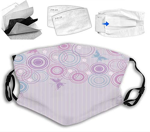 Fashion Comfortable Windproof maskAbstract Soft Color Background with Lovely Summer Season Animals and CirclesPrinted Facial decorations for Unisex