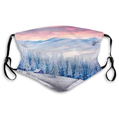 Comfortable Windproof maskCalm Scenic Sunrise Scenery in The Carpathian Mountains Countryside EnvironmentPrinted Facial decorations for adult