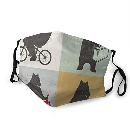 Fashion Facial Windproof mask decorations UnisexFunny Frames In Drawing Style Mascot Hunter Biker Musician Travelling Grunge Display-M
