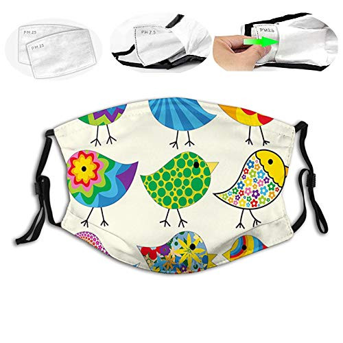 Abstract Patterned Funky Birds Colorful Designs Flowers Dots Lines Circles Animal FunProof Windproof Face MaskReusableWashable ClothFace CoverCover for Men Women
