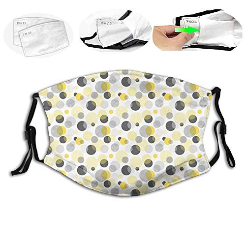 Dotted Circles Simplistic Geometric Round Contemporary OvalsProof Windproof Face MaskReusableWashable ClothFace CoverCover for Men Women