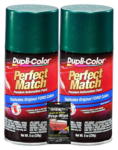 Dupli-Color Amazon Green Metallic Exact-Match Automotive Paint for Ford Vehicles - 8 oz Bundles with Prep Wipe -3 Items-