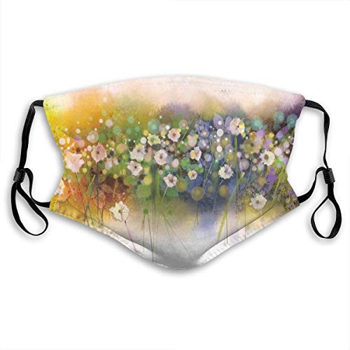 Activated Carbon Filter Windproof mask for Unisex AdultVogue Display Wisteria Violets Wreath Fragrant Plants Herbs Spring Season ArtsyPrinted Facial Decorations