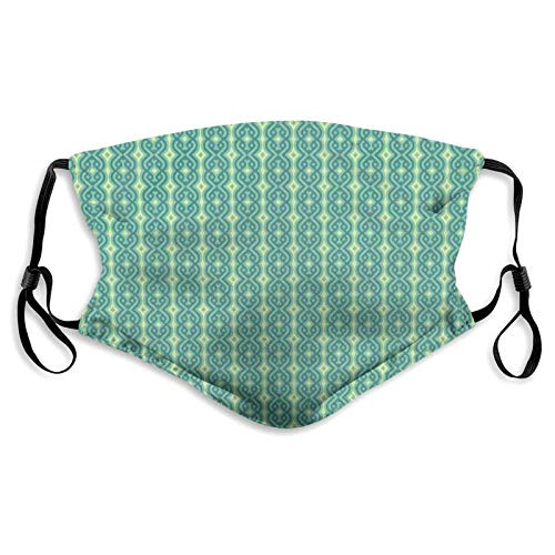 Women Men Boys Girls Tribal Pattern With Curved Lines And Rhombuses Abstract Green IllustrationHalf Face Mouth Mask Breathable Mouth Muffle For Travel Outdoor-M-