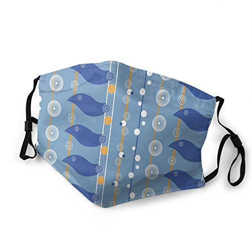 Women Men Boys GirlsAbstract Sea Pattern With Spiral Circles Waves Lines IllustrationHalf Face Mouth Mask Breathable Mouth Muffle For Travel Outdoor-S-