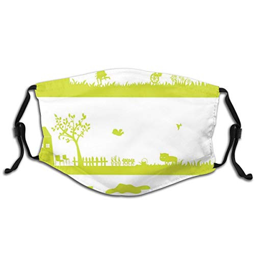 Activated carbon filter Windproof mask for UnisexMonochrome Fairground Countryside And Urban Area Silhouette Pattern Activated carbon filter Windproof mask for UnisexMonochrome Fairground Countryside And Urban Area Silhouette Pattern