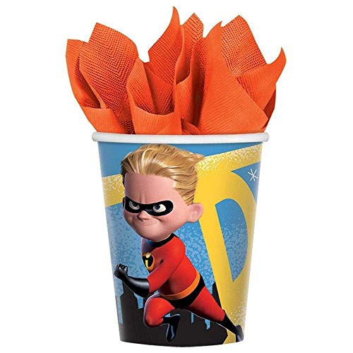 Amscan 8 Disney Pixar Incredibles 2 Superhero Birthday Party 9oz Disposable Paper Cups