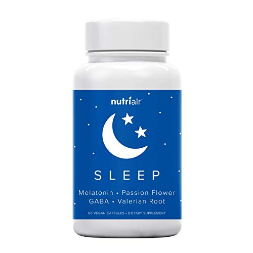 Nutriair Natural Sleep Aid with Melatonin 5mg - Non Habit Forming Sleep Supplement - Wellness Formula for Natural Calm Feelings with Valerian Root Lemon Balm GABA and L-Theanine -60 Capsules- Nutriair Natural Sleep Aid with Melatonin 5mg - Non Habit Forming Sleep Supplement - Wellness Formula for Natural Calm Feelings with Valerian Root Lemon Balm GABA and L-Theanine -60 Capsules-