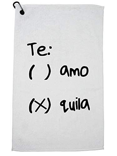 Hollywood Thread Te Amo or Te Quila - Tequila Check List Sports Towel with Carabiner Clip