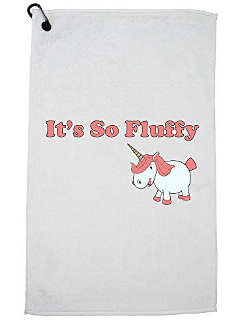 Hollywood Thread Its So Fluffy - Pink Unicorn - Funny Movie Sports Towel with Carabiner Clip
