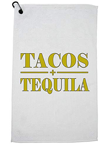 Hollywood Thread Tacos  and  Tequila - Mexican Cino De Mayo Yellow Sports Towel with Carabiner Clip