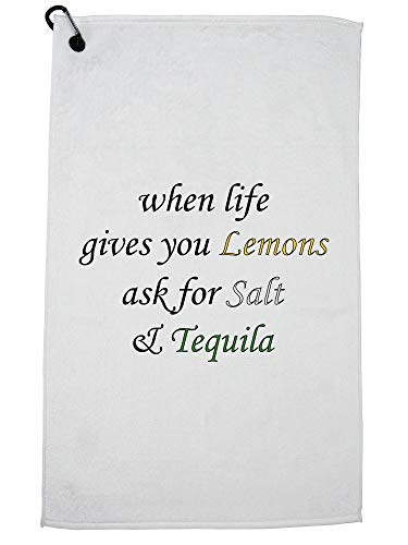 Hollywood Thread Life Gives You Lemons Add Salt Tequila Sports Towel with Carabiner Clip