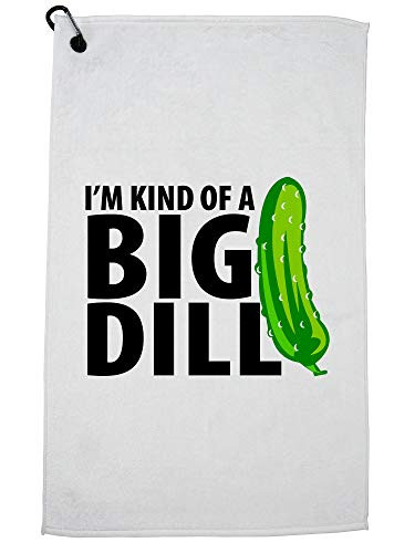 Hollywood Thread Im Kind of A Big Dill - Funny Pickle Pun Sports Towel with Carabiner Clip